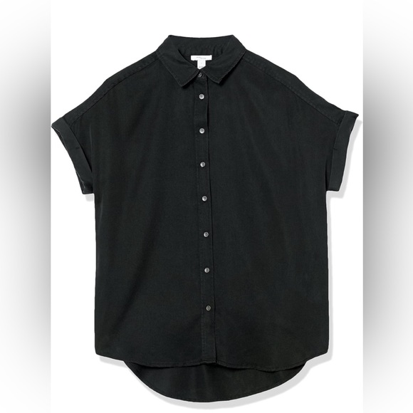 Daily Ritual | Women's Tencel Oversized Short-Sleeve Button-Front Shirt - Picture 3 of 11